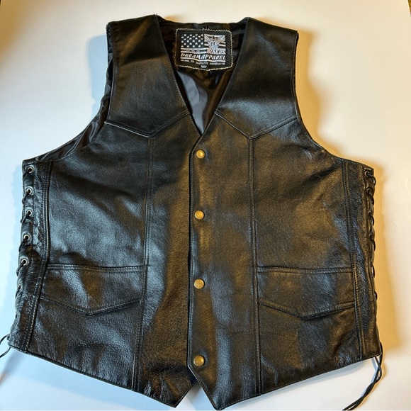 USA Biker Dream Other - USA Bikers Dream Vest Men’s XXL Apparel Black FAUX Leather Motorcycle